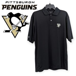 Pittsburgh Penguins Black Polo Shirt from Antigua - Size Medium Mens